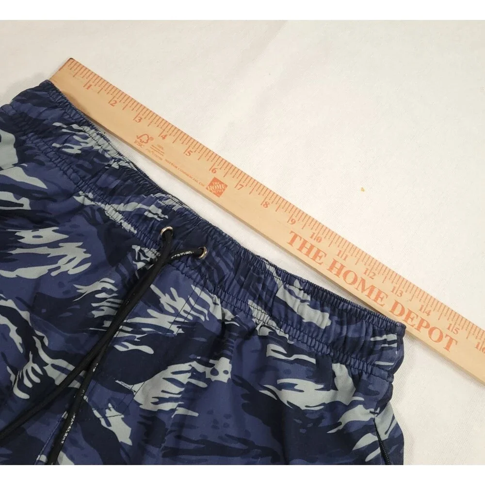 tiger striped camoflauge NFQ athletic lined shorts M blue stripe